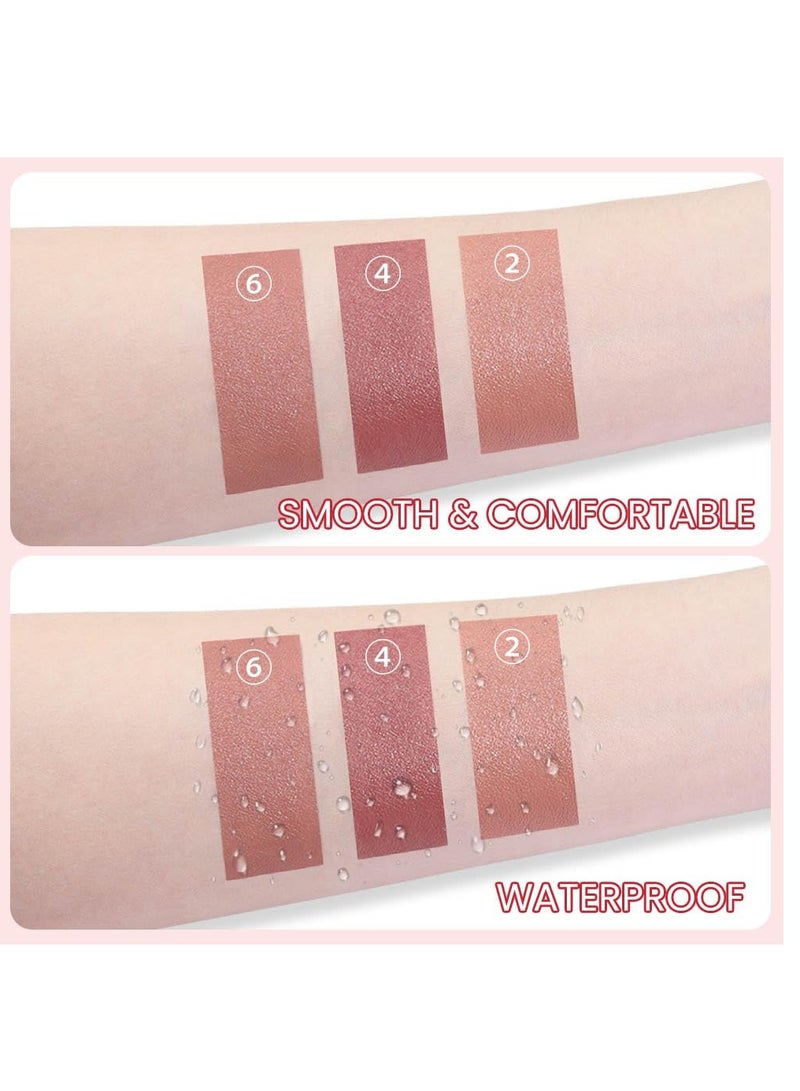 3 Colors Matt Nude Lipstick Lipliner Lip Crayons Pack Set, Velvet Moisture Smooth Matte Lipstick Pencils, Waterproof&Waterlasting, #02#04#06