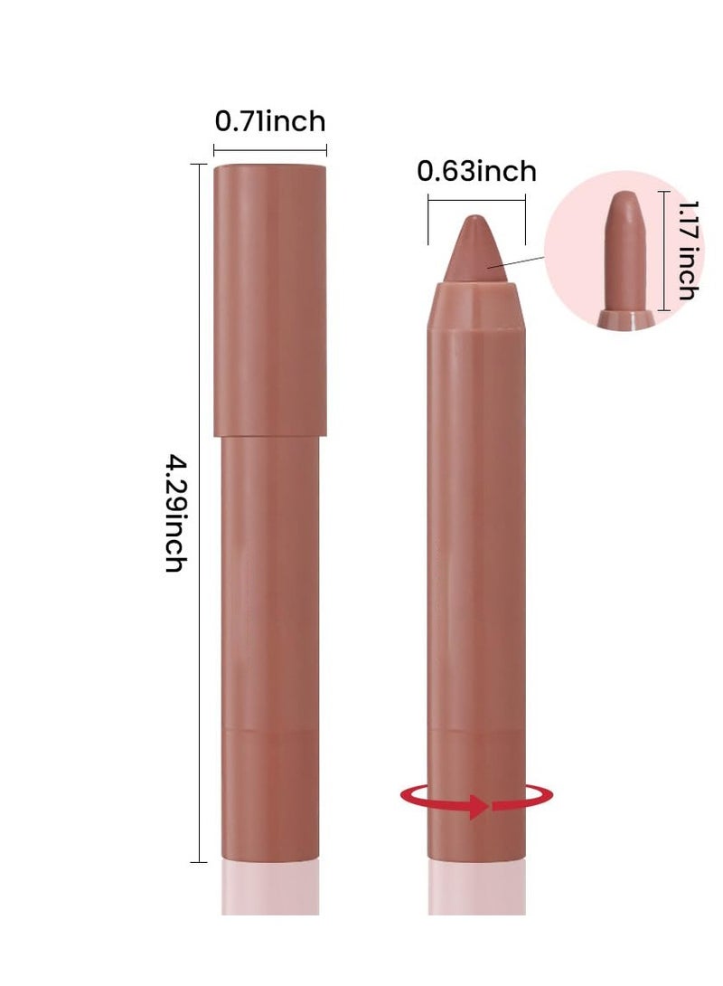 3 Colors Matt Nude Lipstick Lipliner Lip Crayons Pack Set, Velvet Moisture Smooth Matte Lipstick Pencils, Waterproof&Waterlasting, #02#04#06