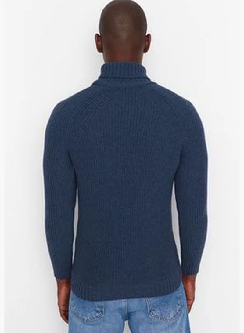 trendyol Indigo Men's Slim Fit Turtleneck Raglan Sleeve Basic Knitwear Sweater TMNAW21KZ0404
