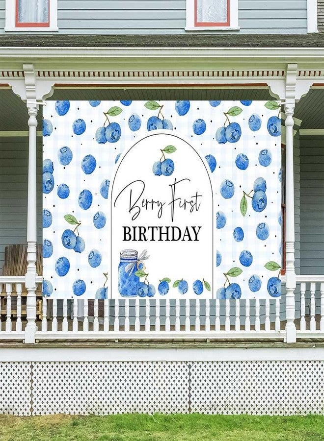 Ticuenicoa Sweet Blueberry 1st Birthday Banner - Watercolor Royal Blue Berry Theme for Boys & Girls, First Birthday Party Decorations, Cake Table Banner & Studio Photo Props, 49.3x39.4 inches - Image 2