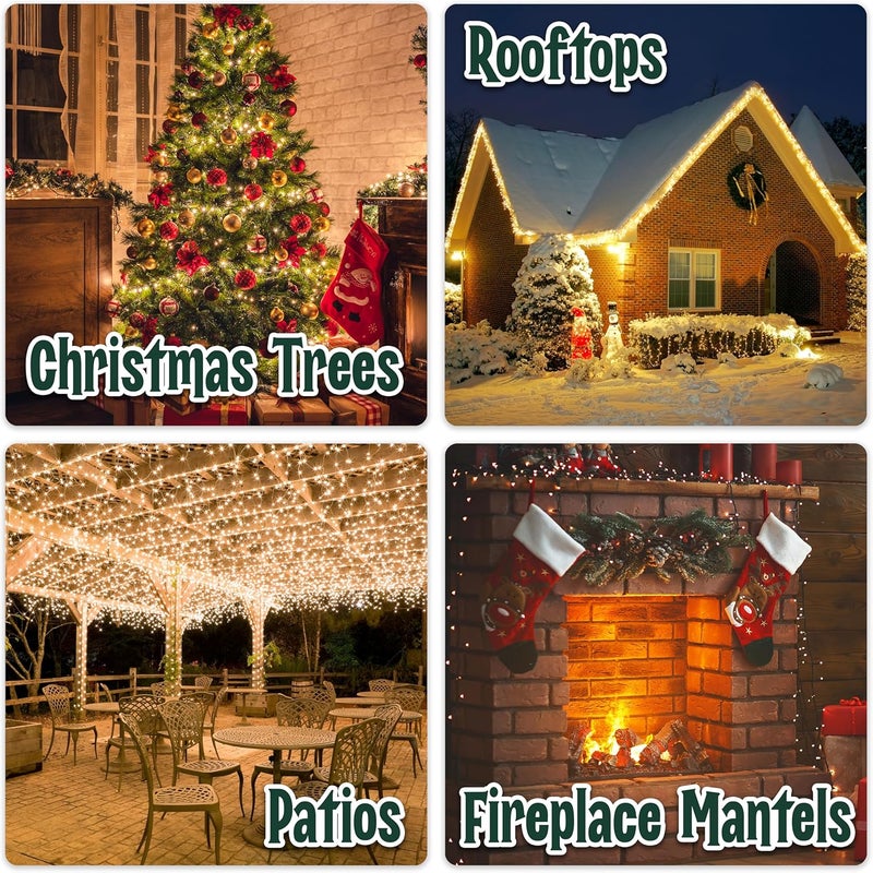stargo Clear Warm White Christmas Tree Lights - 6.3 ft String of 35 Incandescent Mini Bulbs Multifunctional Lighting Modes, for Decorative, Bedroom, Outdoor, Xmas Twinkle Lights with Green Wire Total 6.6 ft - Image 3