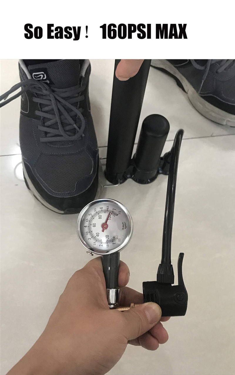 VIMILOLO Bike Pump, Air Bicycle Pump Inflator for Presta and Schrader Valve Tire Ball Bike Portable Pumps 160PSI & 11BAR - Image 5