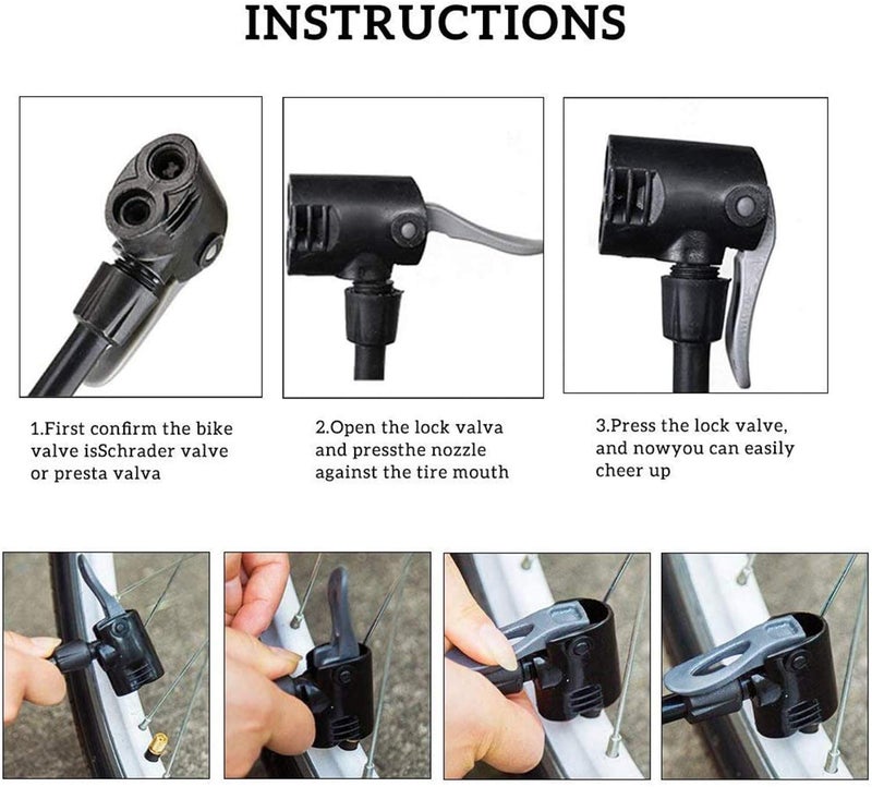 VIMILOLO Bike Pump, Air Bicycle Pump Inflator for Presta and Schrader Valve Tire Ball Bike Portable Pumps 160PSI & 11BAR - Image 4