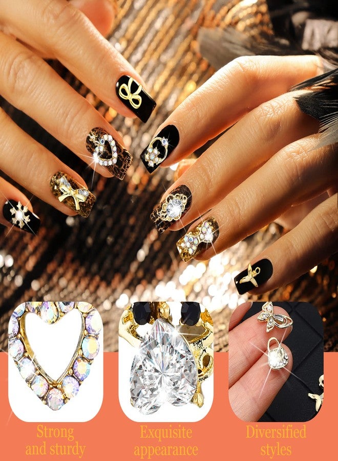 Lounsweer Gold Nail Charms and Gems Metal Crown Heart Butterfly Angel Luxury Crystal Diamonds Decor 3D Gold Rhinestones Shiny for Acrylic Nails Art Alloy Women Art Design DIY - Image 3