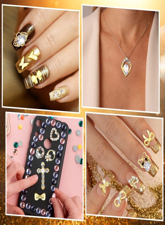 Lounsweer Gold Nail Charms and Gems Metal Crown Heart Butterfly Angel Luxury Crystal Diamonds Decor 3D Gold Rhinestones Shiny for Acrylic Nails Art Alloy Women Art Design DIY - Image 5