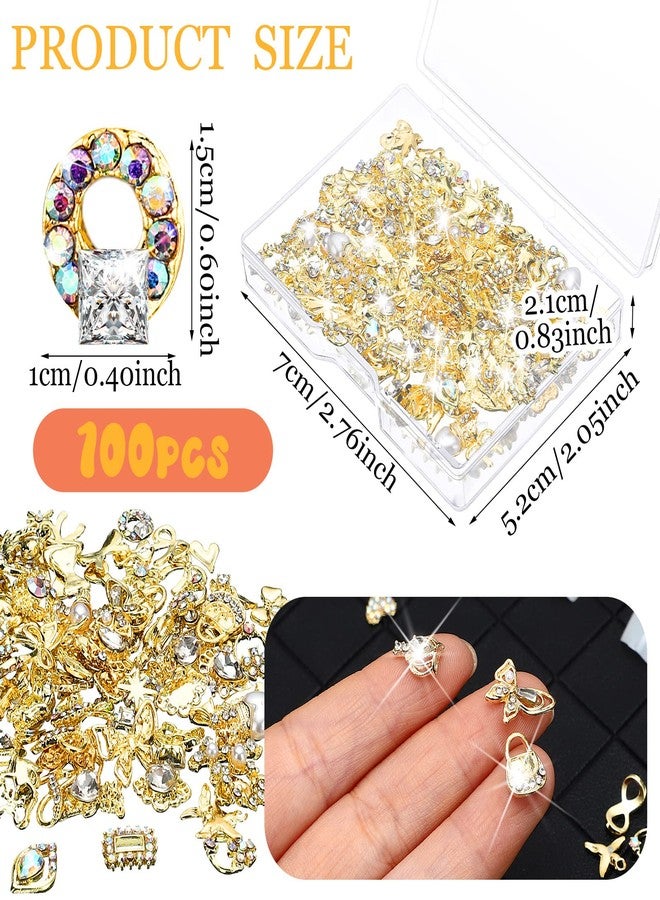 Lounsweer Gold Nail Charms and Gems Metal Crown Heart Butterfly Angel Luxury Crystal Diamonds Decor 3D Gold Rhinestones Shiny for Acrylic Nails Art Alloy Women Art Design DIY - Image 2