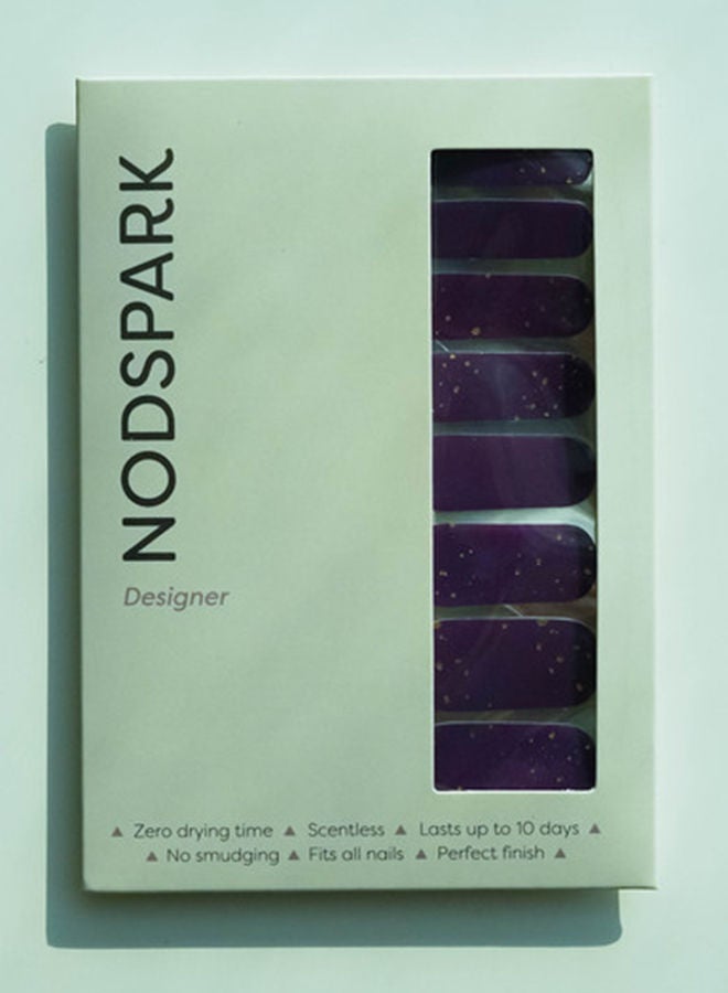 NODSPARK 16 قطعة ملصقات أظافر مصممة بتصميم زهور البانسي (X موكب بنفسجي) - Image 1