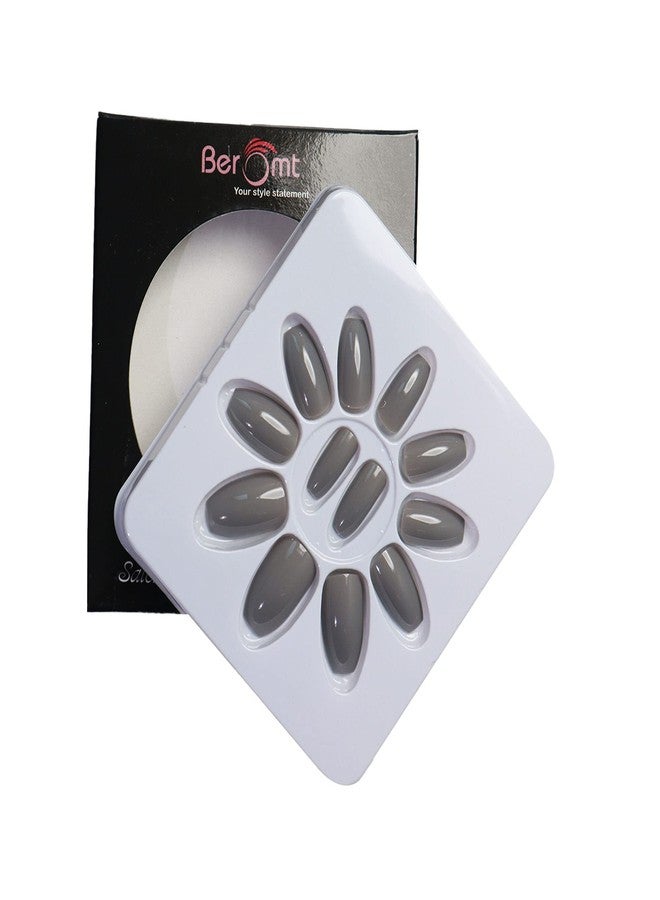 Beromt Set of 12 pcs Glossy finish nails False Nails Acrylic Full Fake Artifitial Nails with 1 nail glue sticker sheet and Nail Art Kit - 385 - Image 1