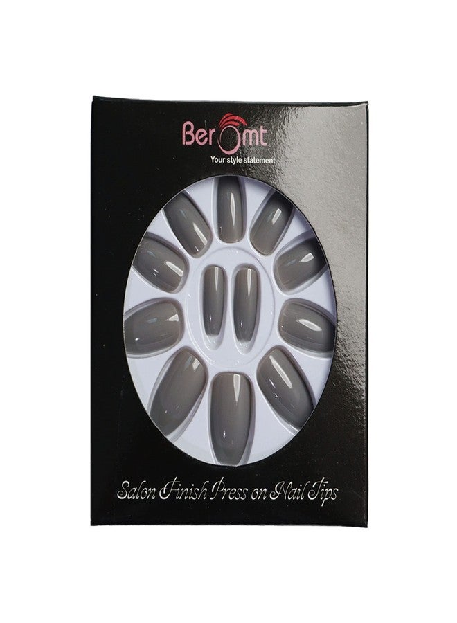Beromt Set of 12 pcs Glossy finish nails False Nails Acrylic Full Fake Artifitial Nails with 1 nail glue sticker sheet and Nail Art Kit - 385 - Image 2