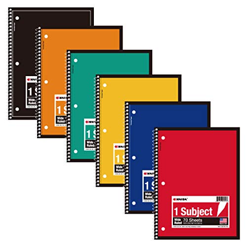 KAISA 1-Subject Wirebound Notebook Spiral Note Book, 8x10.5inch Wide Ruled 70sheets/pad Wire Notebooks Office School Supplies for Students Office, Pack of 6Pads, S07001W - Image 1
