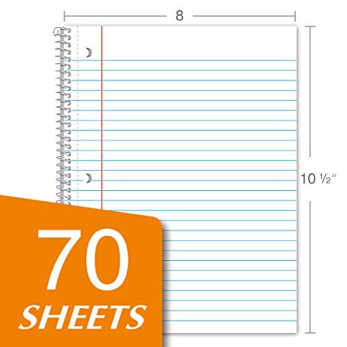 KAISA 1-Subject Wirebound Notebook Spiral Note Book, 8x10.5inch Wide Ruled 70sheets/pad Wire Notebooks Office School Supplies for Students Office, Pack of 6Pads, S07001W - Image 3