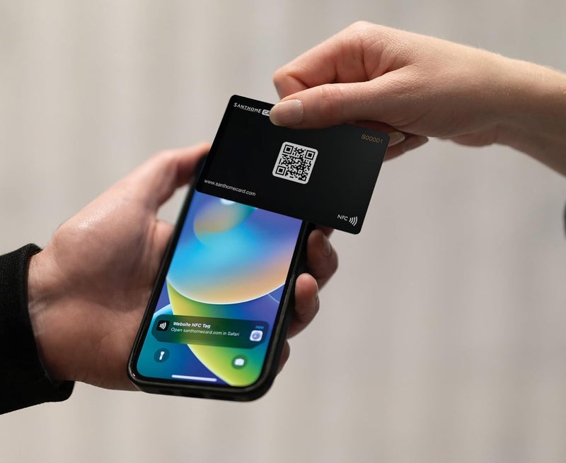 سانثوم بطاقة الأعمال الرقمية | بطاقة أعمال ذكية NFC نقرة + مسح رمز الاستجابة السريعة للاتصال الفوري، متوافقة مع iOS وAndroid بدون تثبيت تطبيق (متوافقة مع اللائحة العامة لحماية البيانات) (عبوة من 10، أبيض) - Image 3