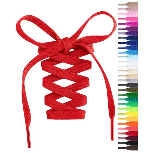 Handshop Flat Shoelaces 5/16" - Shoe Laces Replacements For Sneakers and Athletic Shoes Boots Red 160cm - Image 1