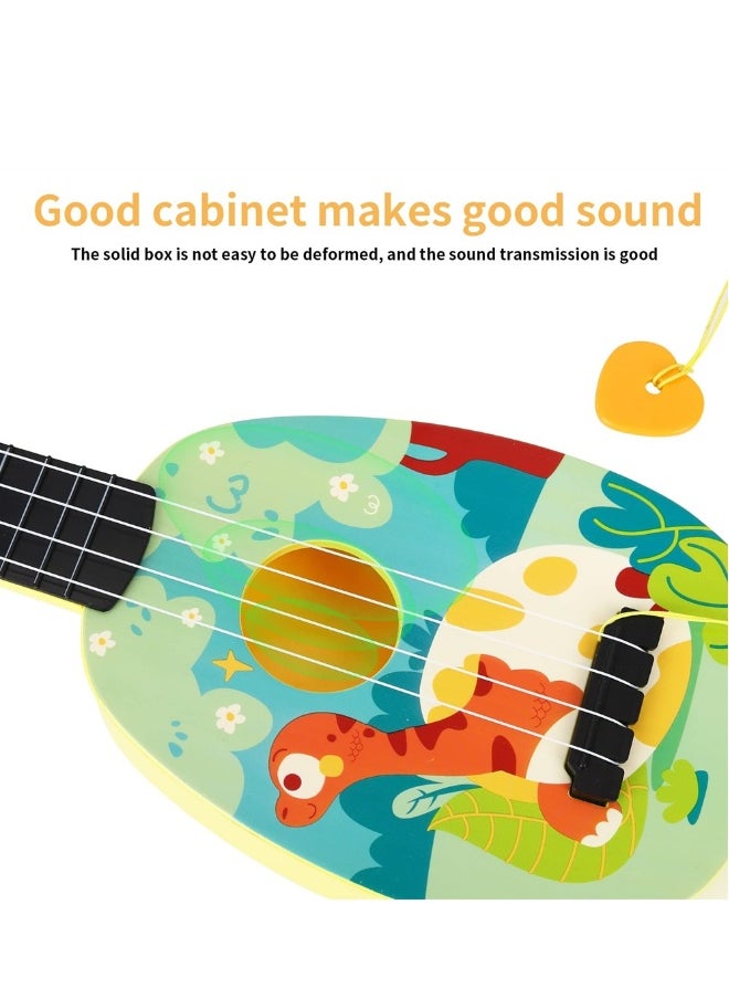 Kids Green Ukulele Guitar Toy 43CM Mini Musical Instrument with 4 Adjustable Strings Picks Educational Learning Gift for Toddlers  - Image 4
