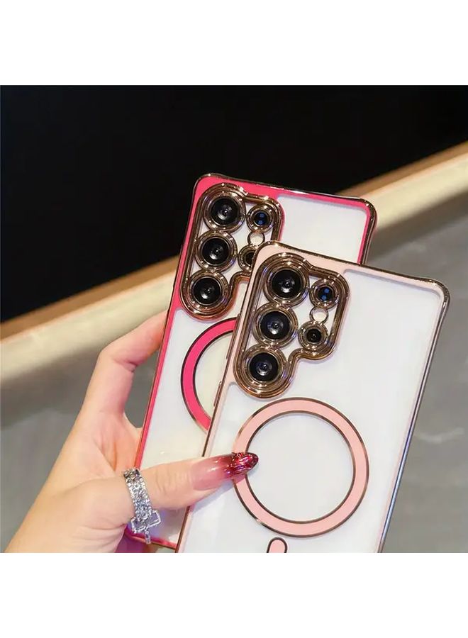White Phone Cover For Galaxy S25 Plus Magnetic Wireless Charging Ready Electroplated Frame - Image 4