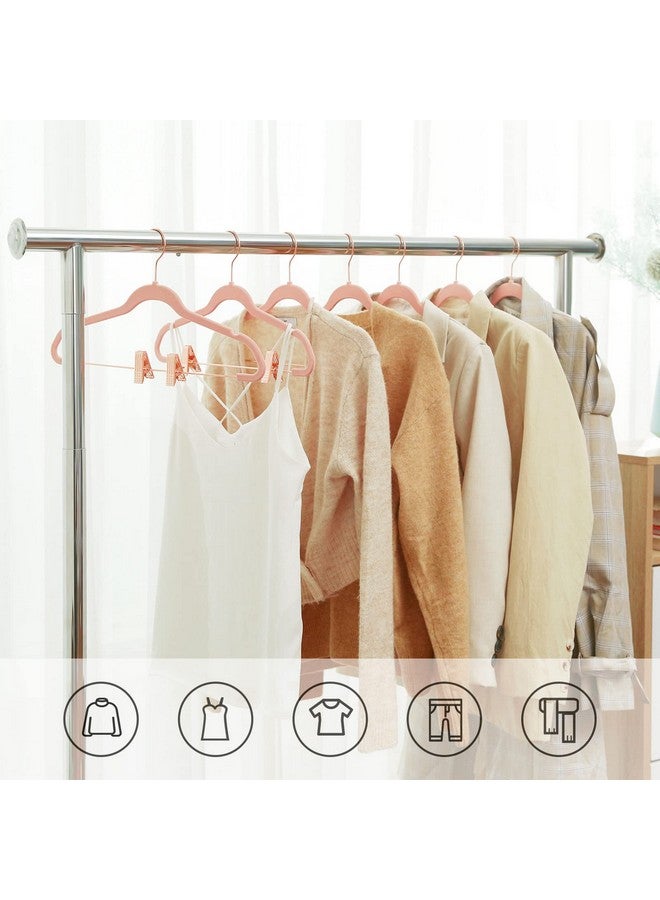 SONGMICS SONGMICS 24 Pack Pants Hangers, 16.7 Inch Coat Hangers with Rose Gold Colored Movable Clips, Heavy-Duty, Non-Slip, Space-Saving, for Pants, Skirts, Dresses, Light Pink UCRF14PK24 - Image 2