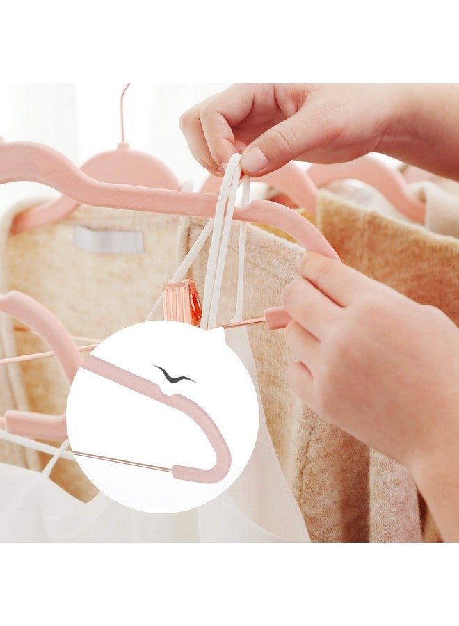 SONGMICS SONGMICS 24 Pack Pants Hangers, 16.7 Inch Coat Hangers with Rose Gold Colored Movable Clips, Heavy-Duty, Non-Slip, Space-Saving, for Pants, Skirts, Dresses, Light Pink UCRF14PK24 - Image 5