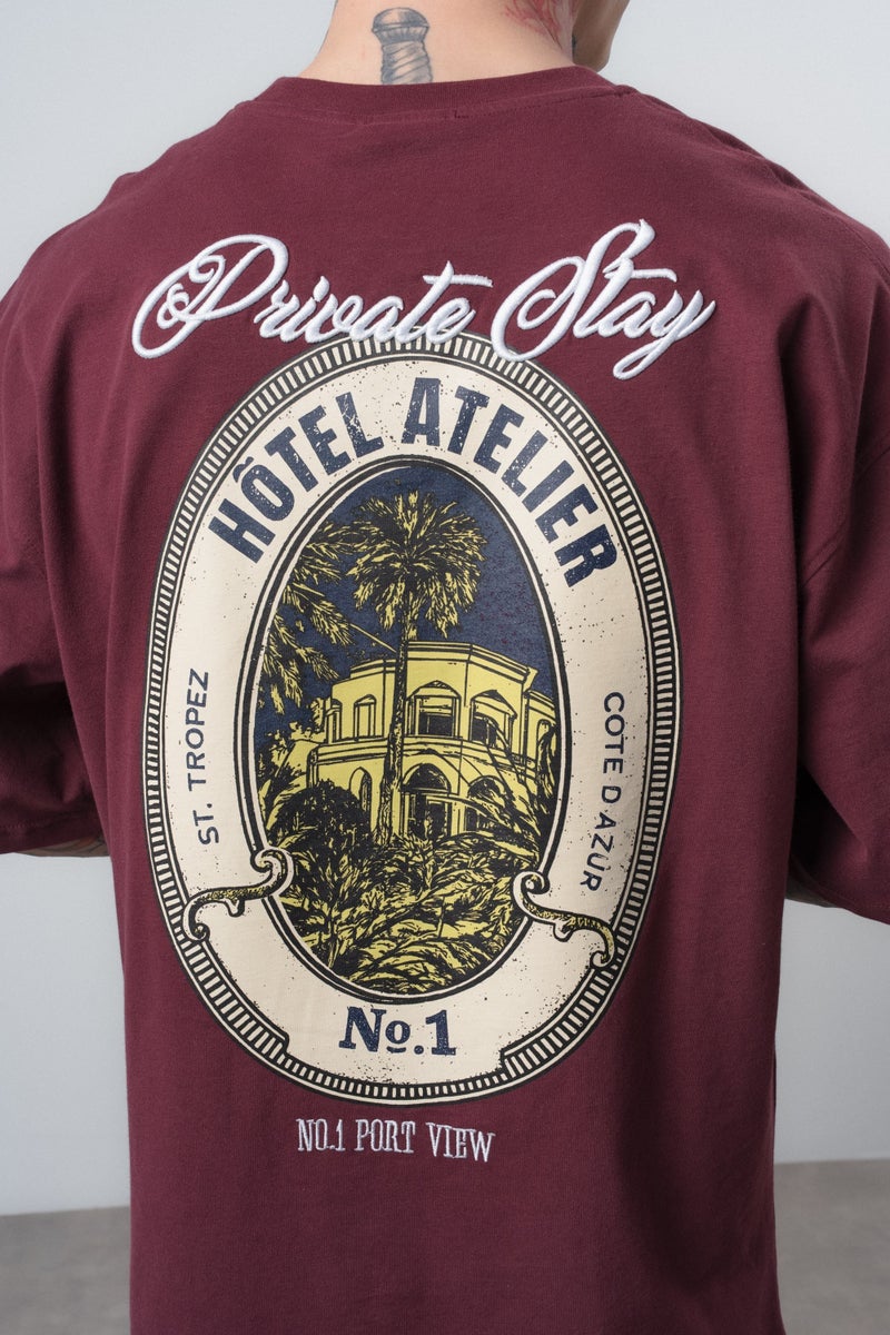 RESPIRE Men's Private Printed Oversize T-Shirt Cherry Red - Image 3