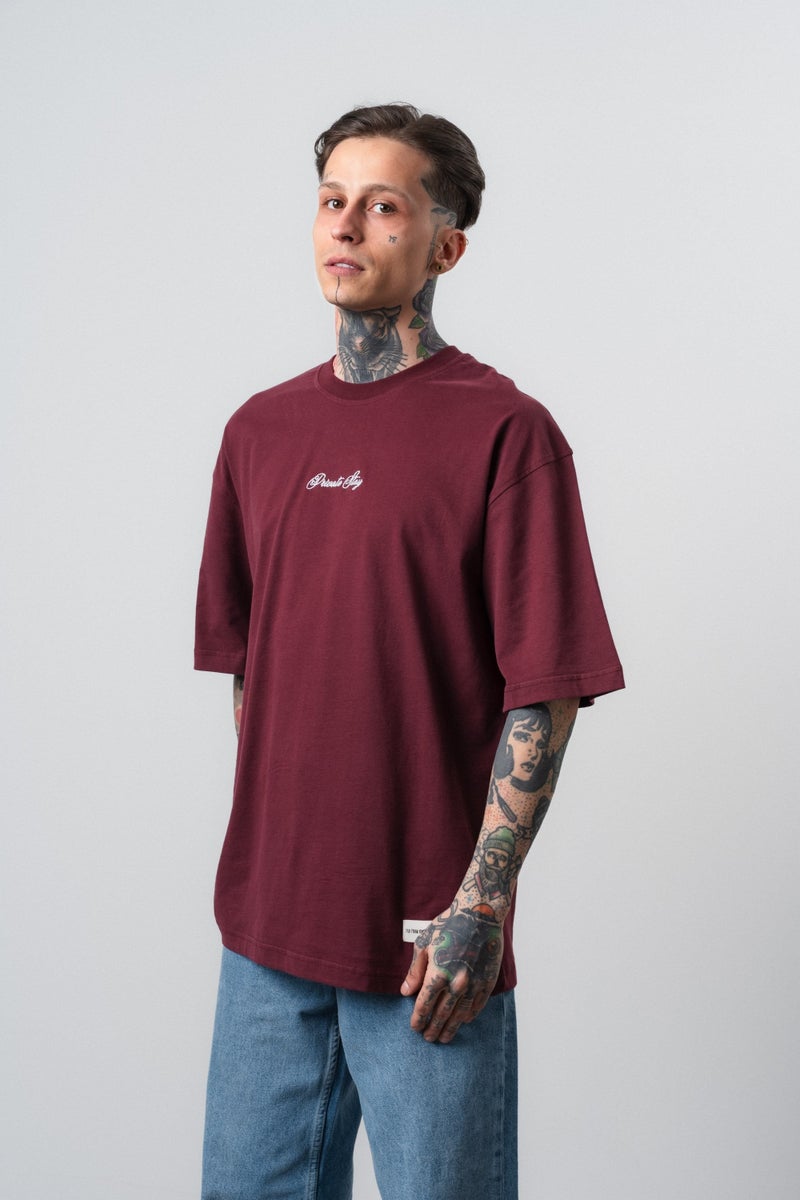 RESPIRE Men's Private Printed Oversize T-Shirt Cherry Red - Image 3