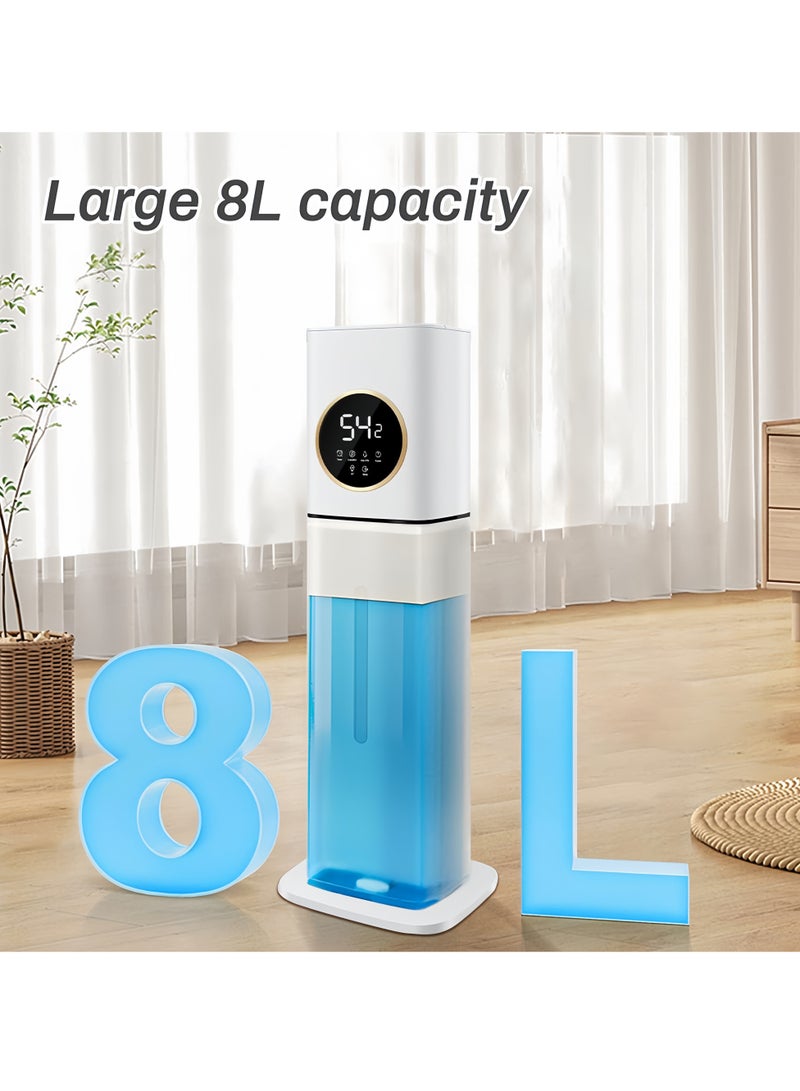 ET-LIFE 8L Smart Humidifier - 32H Runtime for Large Room, Top Fill Cool Mist with Remote Control & LED Display, Auto Shut-Off, Essential Oil Tray & UV Sterilization, 360° Nozzle, Quiet SC-D2303 White - Image 2