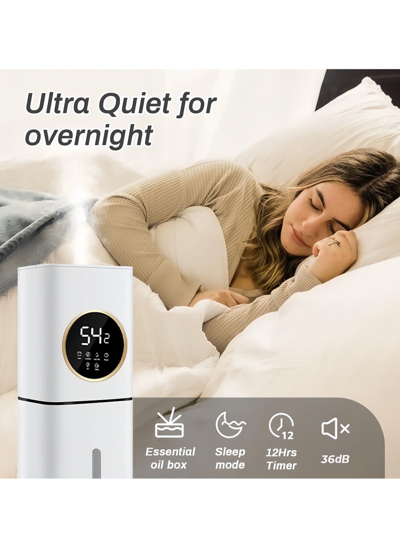 ET-LIFE 8L Smart Humidifier - 32H Runtime for Large Room, Top Fill Cool Mist with Remote Control & LED Display, Auto Shut-Off, Essential Oil Tray & UV Sterilization, 360° Nozzle, Quiet SC-D2303 White - Image 4