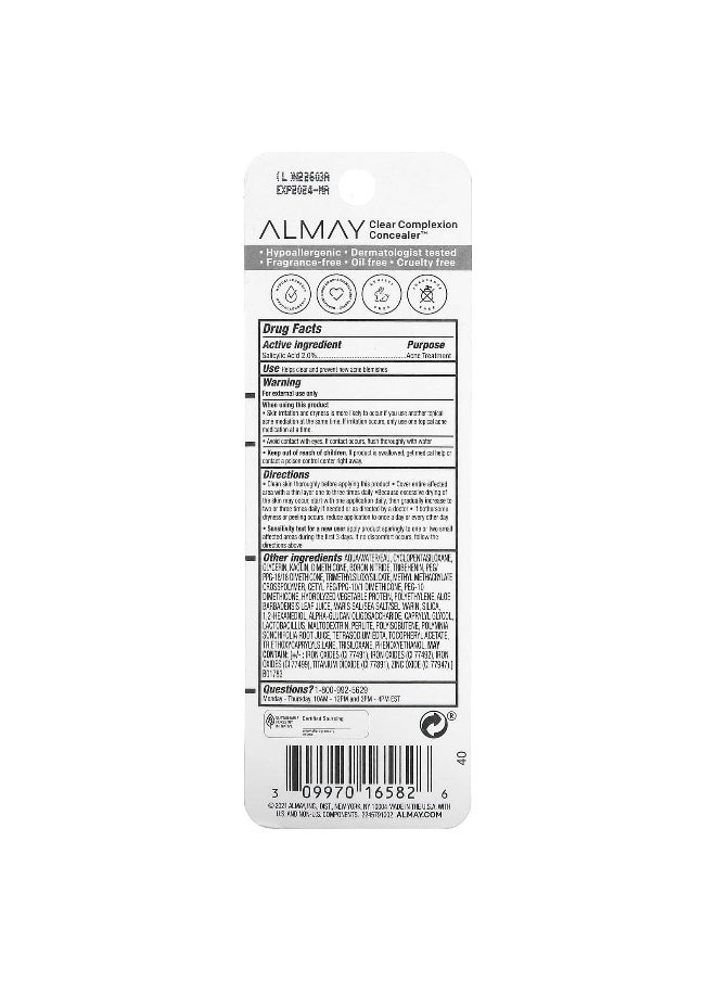 Almay Almay, Clear Complexion Concealer, 100 Light , 0.3 fl oz (9 ml)  - Image 3