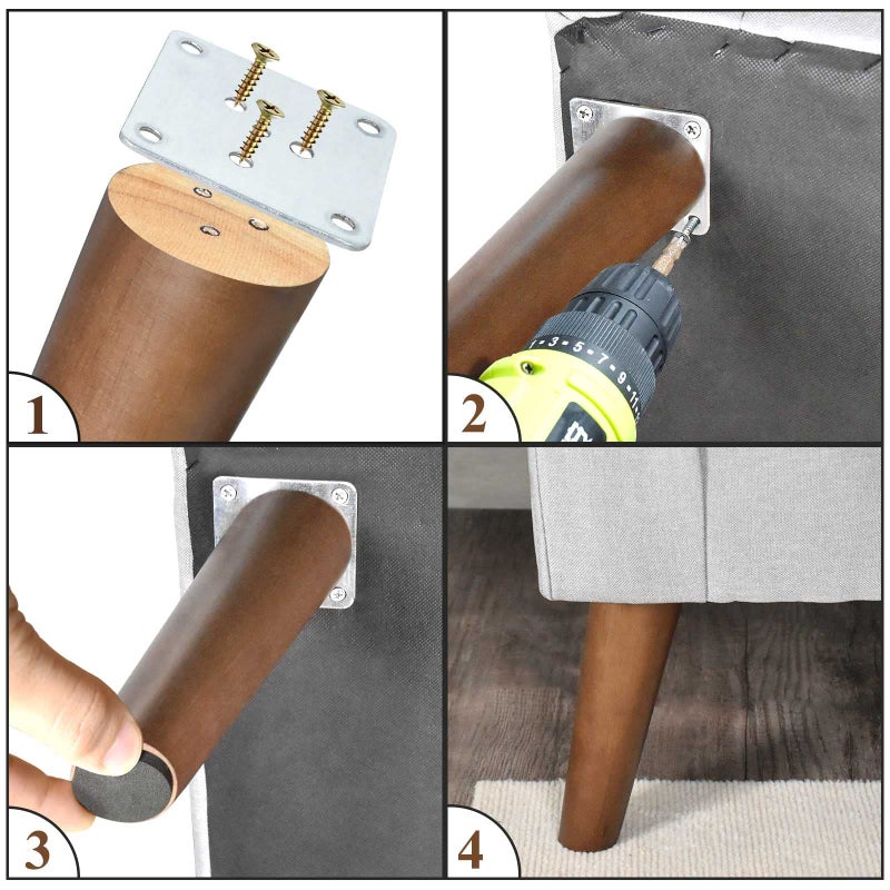 AORYVIC Angled Furniture Legs 8 inch Slanted Wood Legs for Ottoman Bench Coffee Table Pack of 4 - Image 3
