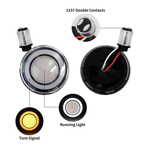 HDBUBALUS Motorcycle Front Turn Signals 1157 LED Bullet Running Light for Harley Touring Road King Road Glide Softail Electra Glide Sportster 1200 Low rider Smoke Lens - Image 5