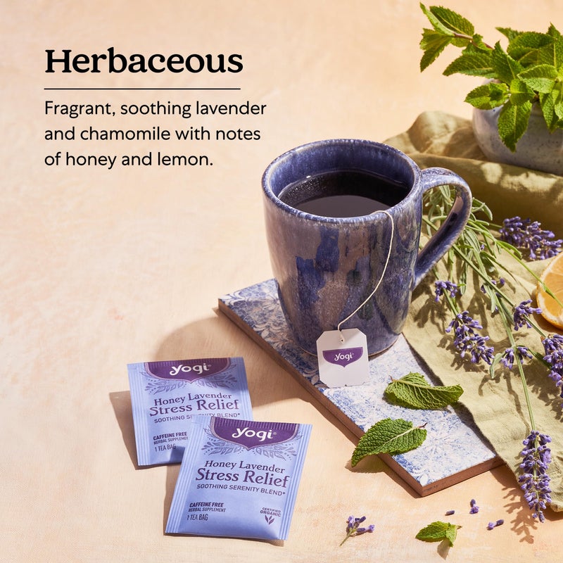 Yogi Tea Honey Lavender Stress Relief Tea - 16 Tea Bags per Pack (6 Packs) - Organic Chamomile Lavender Tea - Includes Lemon Balm, Lemongrass, Spearmint Leaf, Peppermint Leaf, Honey Flavor & More - Image 4