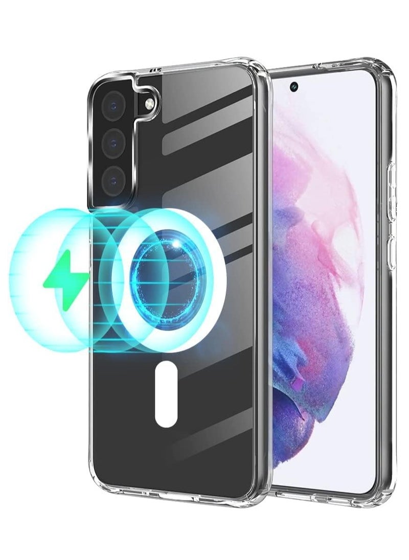 MIGOFAST Magnetic Case for Samsung Galaxy S22, Slim Bumper Clear Back Case Compatible with Magsafe Card Wallet & Wireless Charger Shockproof Magsafe Magnet Liquid Silicone Back Cover for Samsung Galaxy S22 5G  - Image 1