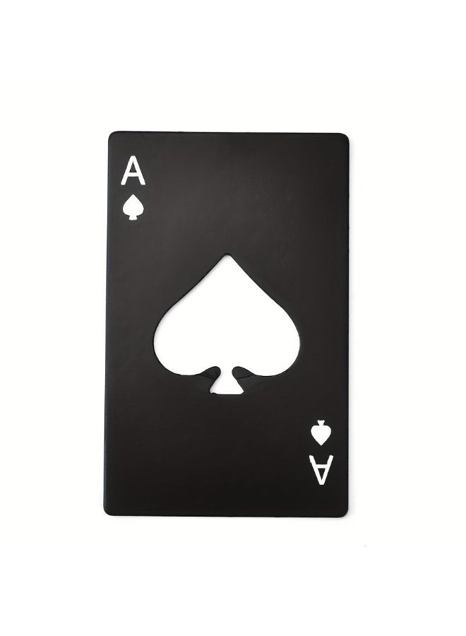 2-Pack Stainless Steel Poker Card Bottle Opener - Ace of Spades Card Design - Credit Card Size Portable Beer Opener (Black + Silver) - Image 2
