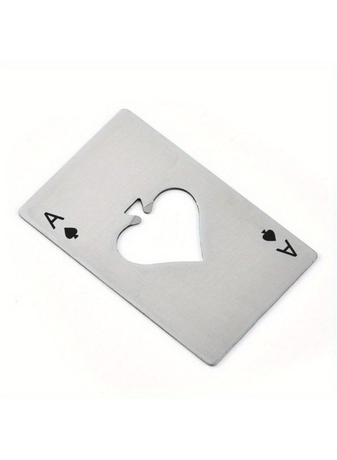 2-Pack Stainless Steel Poker Card Bottle Opener - Ace of Spades Card Design - Credit Card Size Portable Beer Opener (Black + Silver) - Image 1