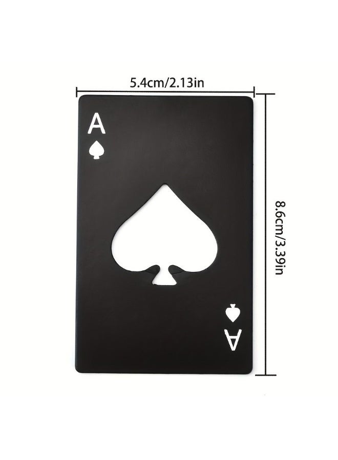 2-Pack Stainless Steel Poker Card Bottle Opener - Ace of Spades Card Design - Credit Card Size Portable Beer Opener (Black + Silver) - Image 3