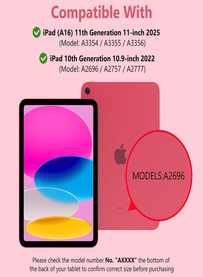 تي كيو كيو جراب TQQ لجهاز iPad (A16) من الجيل الحادي عشر مع لوحة مفاتيح (11 بوصة، 2025) والجيل العاشر (10.9 بوصة، 2022) - لوحة مفاتيح لاسلكية مغناطيسية قابلة للفصل، غطاء قابل للطي مع حامل قلم، رفيع وخفيف (وردي داكن) - Image 2