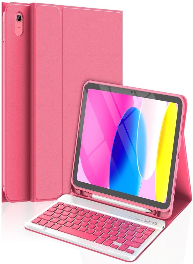 تي كيو كيو جراب TQQ لجهاز iPad (A16) من الجيل الحادي عشر مع لوحة مفاتيح (11 بوصة، 2025) والجيل العاشر (10.9 بوصة، 2022) - لوحة مفاتيح لاسلكية مغناطيسية قابلة للفصل، غطاء قابل للطي مع حامل قلم، رفيع وخفيف (وردي داكن) - Image 1