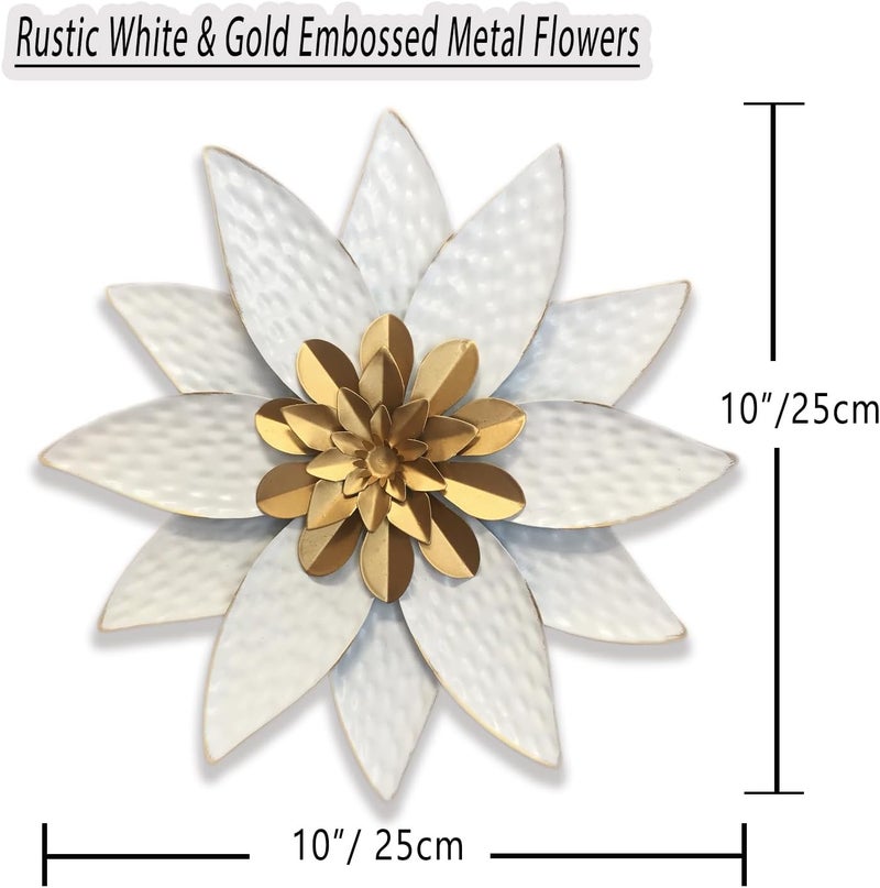 Picfarce Metal Flower Wall Art Decor,10" Rustic Modern Antique Floral Sculpture, Distressed Iron Wall Hanging Home Decoration Accent Artworks for Indoor Kitchen Bedroom Living Office Outdoor Garden Patio - Image 4