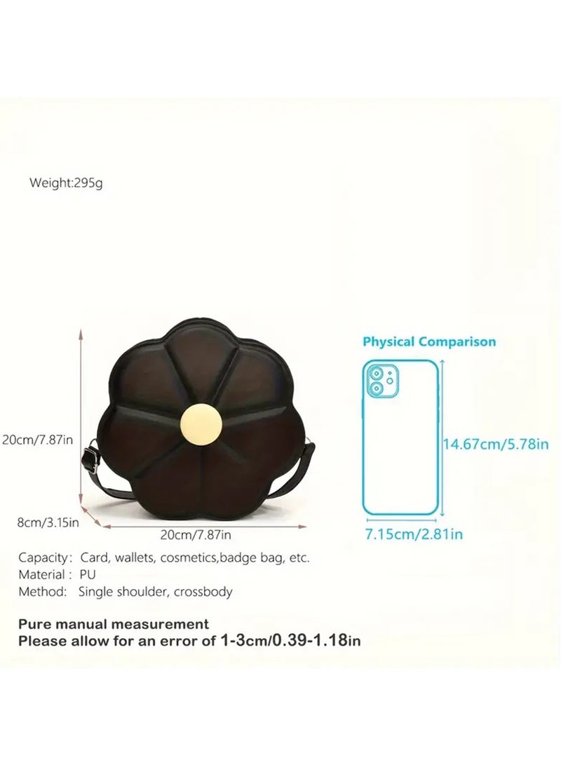 Hihonor Fresh Small Flower Single Shoulder Bag - PU Material, Lightweight, Adjustable Strap, Suitable for Parties, Daily Commutes, and More, Flower Shape PU Crossbody Bag For Women PU Shoulder Purse (White) - Image 2