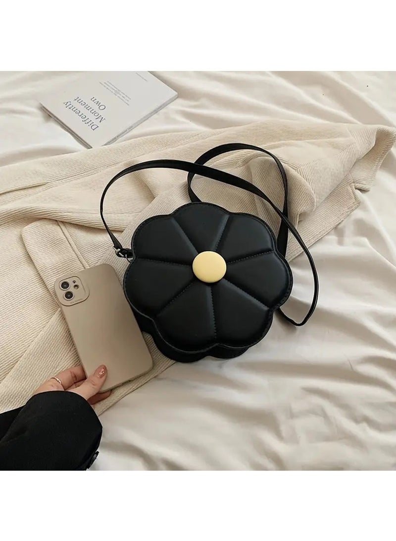 Hihonor Fresh Small Flower Single Shoulder Bag - PU Material, Lightweight, Adjustable Strap, Suitable for Parties, Daily Commutes, and More, Flower Shape PU Crossbody Bag For Women PU Shoulder Purse (White) - Image 3