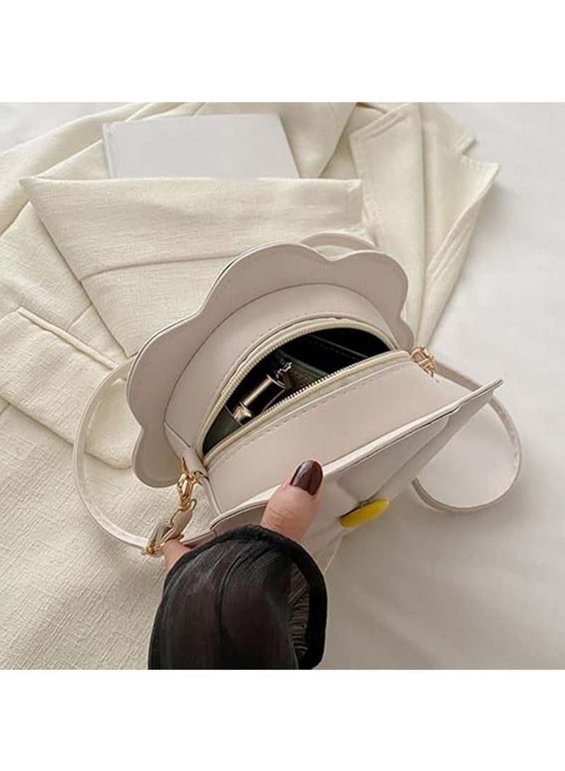 Hihonor Fresh Small Flower Single Shoulder Bag - PU Material, Lightweight, Adjustable Strap, Suitable for Parties, Daily Commutes, and More, Flower Shape PU Crossbody Bag For Women PU Shoulder Purse (White) - Image 4