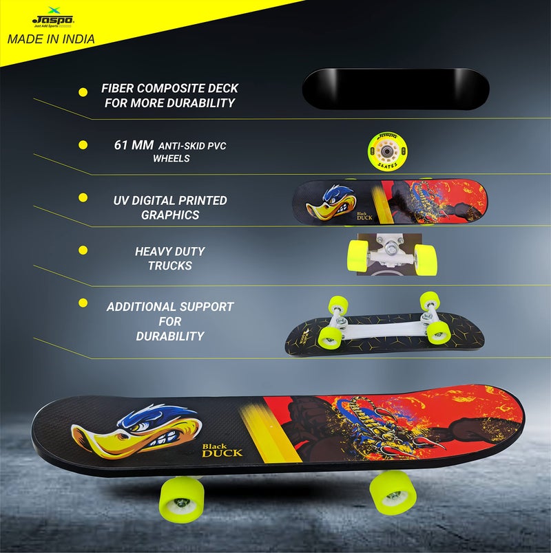 jaspo Fiber Composite Black Duck (26Inches X 6.5Inches) Complete Fibre Material Skateboard Suitable for All Age Group (Angry) - Image 4