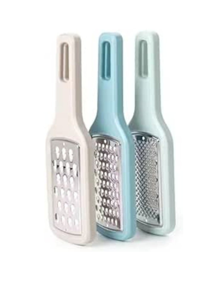 3 pieces manual kitchen grater set three-in-one overlapping design & hole for easy storage three different sharp blades plastic*stainless Steel - Image 1