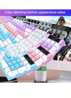Forev FV-Q8 Wired Gaming Keyboard Esports Light-Emitting Office Desktop Laptop Wired Film Wired Keyboard (FV-Q1 White - Pink)  - Image 3