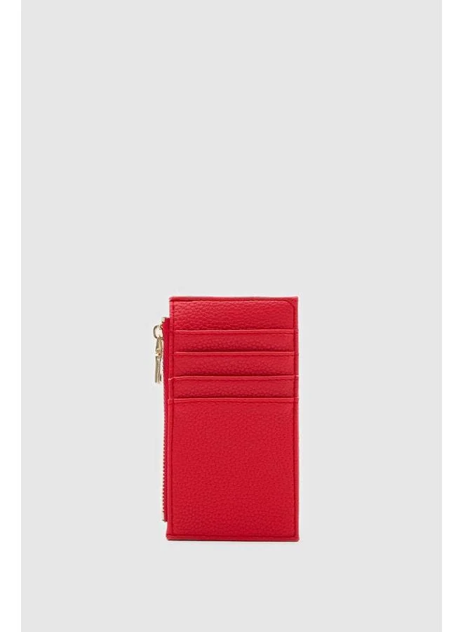 Shule Bags  Red Linen-Textured Women's Cardholder for Women | Best Price UAE