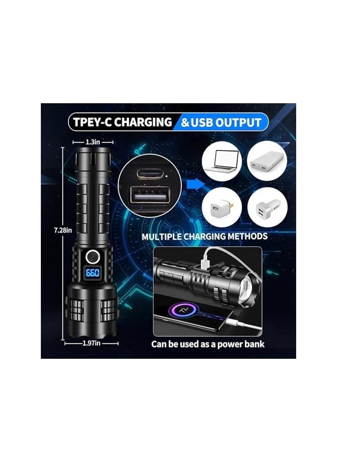 PROMASS promass Rechargeable LED Flashlights High Lumens, 20000 Lumens Flash Light Led flashlights Tactical, XHP70 Led Torch Light High Power, USB Handheld Powerful Torches for Camping Hiking Emergency  - Image 4