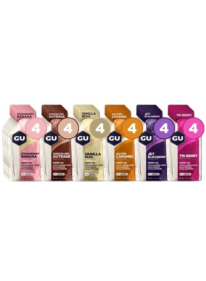 GU Energy Original Sports Nutrition Energy Gel, Vegan, Gluten-Free, Kosher, and Dairy-Free On-the-Go Energy for Any Workout, 24-Count, Assorted Flavors - Image 1