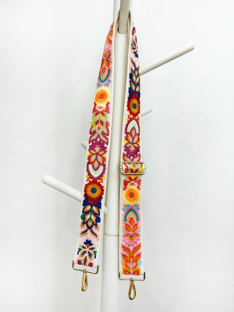 TCOMVEZ Embroidery Flower Purse Strap Replacement Crossbody for Handbags Women Guitar Strap 2 inch Wide Adjustable Bag Straps (Ivory) - Image 4