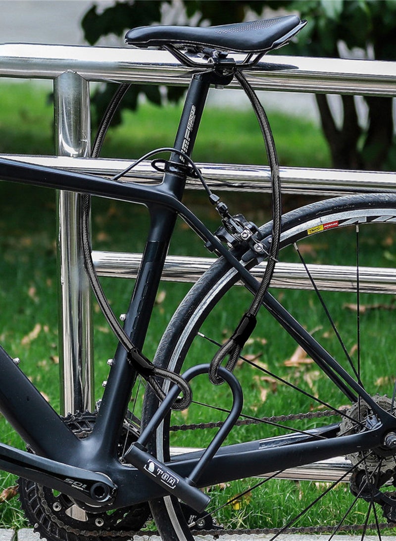 لوبيتيز U قفل (قفل + كابل الأسود مجموعة) قفل سبيكة الزنك النواة قفل مكافحة السرقة مع مفاتيحين و U قفل قوس، D فتحة خوذة قفل لدراجة نارية دراجة جبلية صغيرة - Image 3