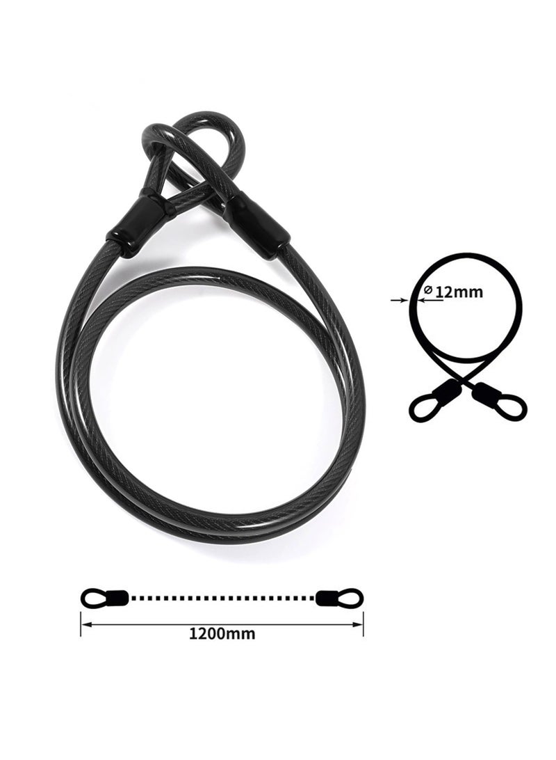 لوبيتيز U قفل (قفل + كابل الأسود مجموعة) قفل سبيكة الزنك النواة قفل مكافحة السرقة مع مفاتيحين و U قفل قوس، D فتحة خوذة قفل لدراجة نارية دراجة جبلية صغيرة - Image 5