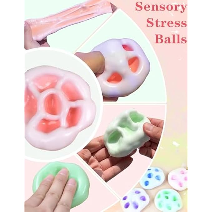 Gezan Shapeable Squishy Toys Stress Balls Stress Relief Sand Glutinous Balls Fidget Toys for Adults Anxiety Relief (Pink,Green) - Image 5