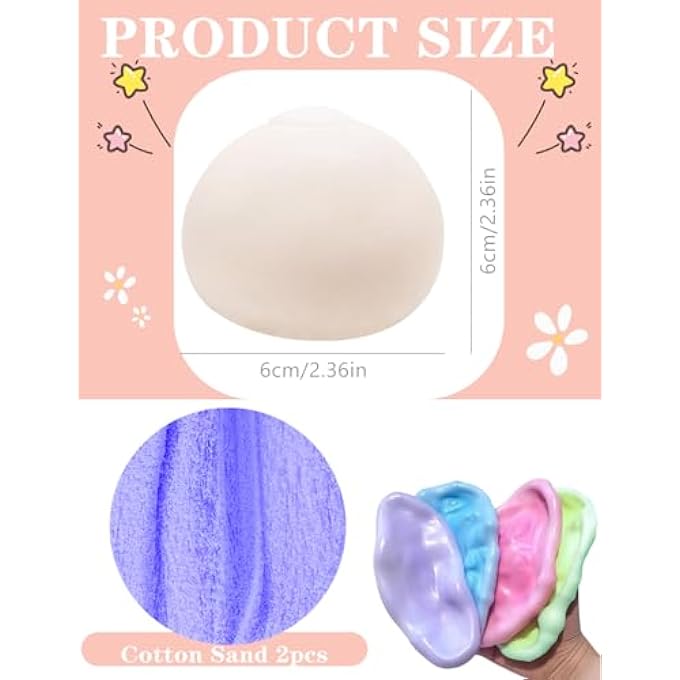 Gezan Shapeable Squishy Toys Stress Balls Stress Relief Sand Glutinous Balls Fidget Toys for Adults Anxiety Relief (Pink,Green) - Image 4